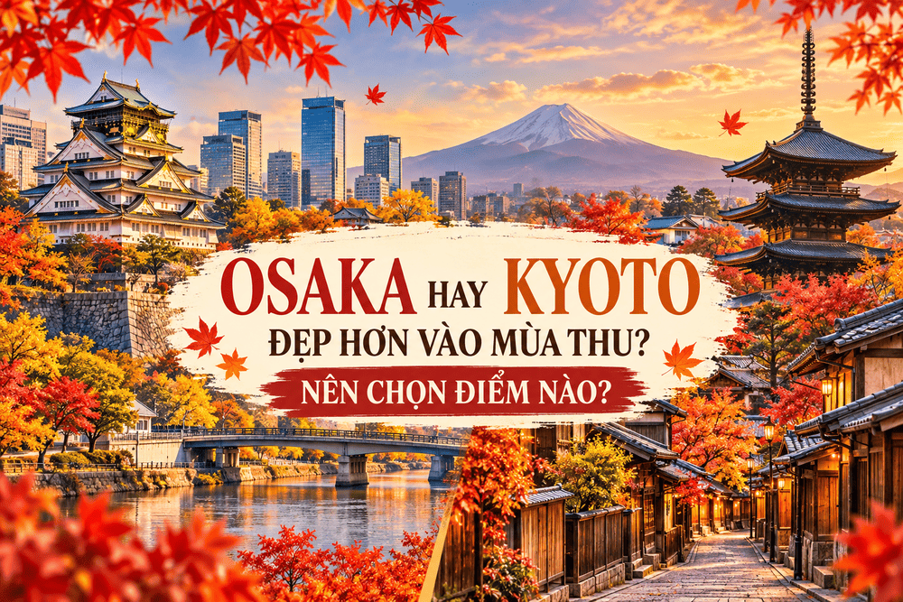 Osaka hay Kyoto đẹp hơn vào mùa thu so sánh cảnh lá đỏ và các địa điểm du lịch nổi bật